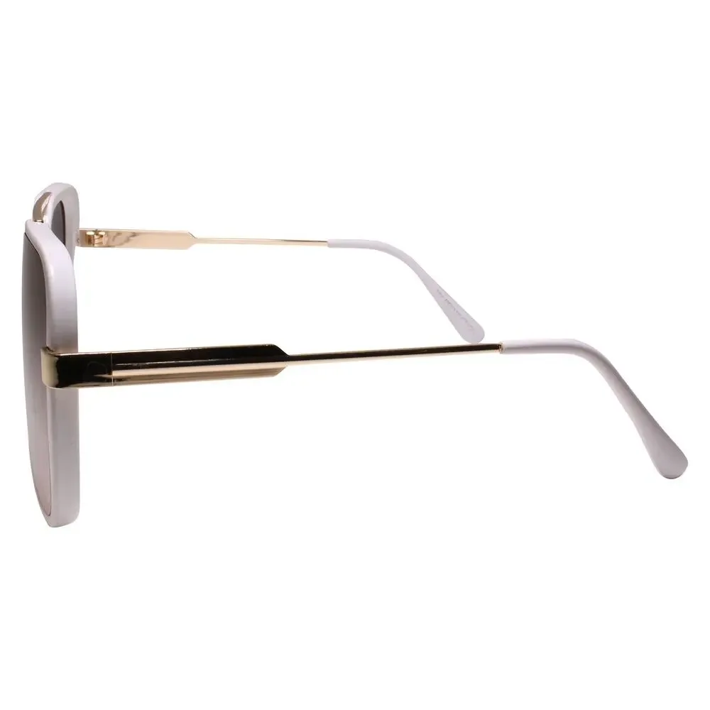 Oversized Stylish Square White and Gold Sunglasses